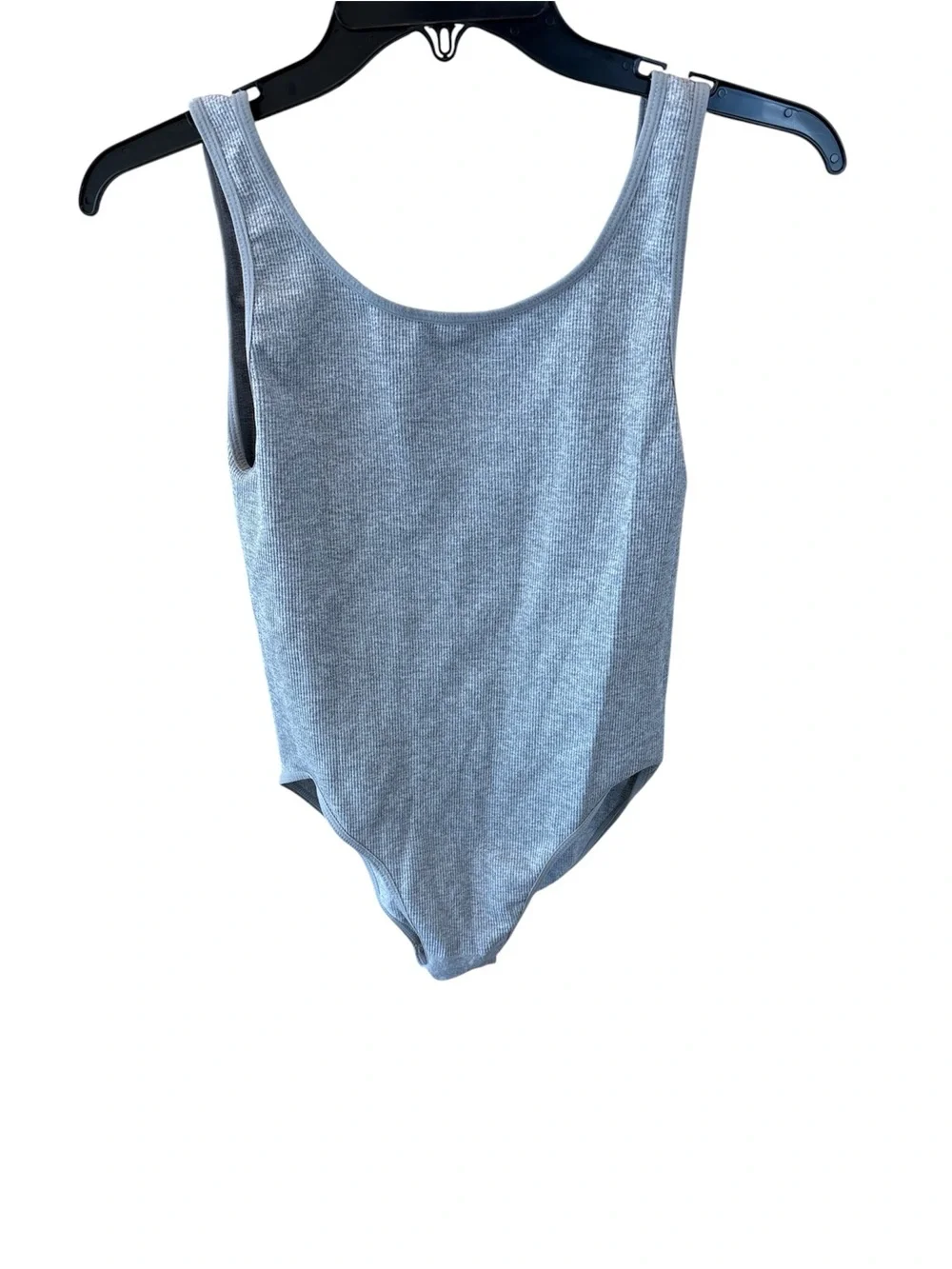 bp Gray Ribbed Scoop Neck Top